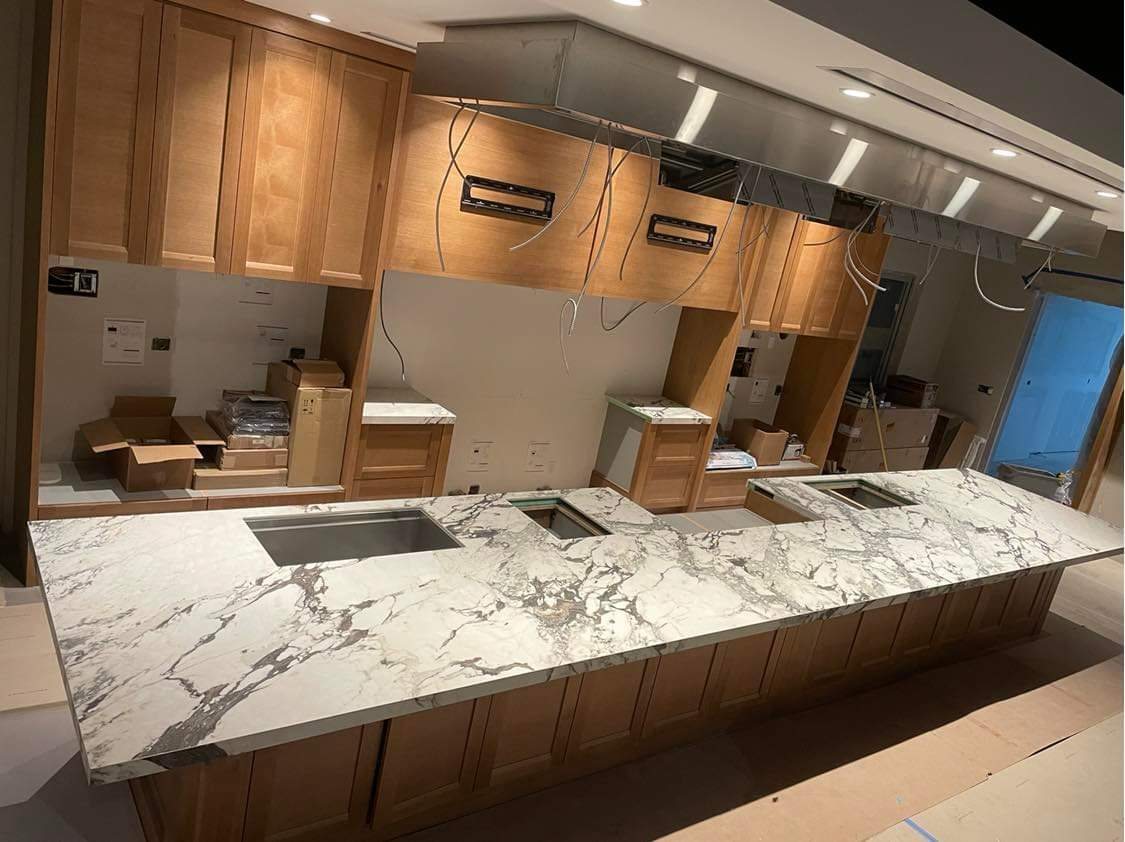 Marble kitchen island